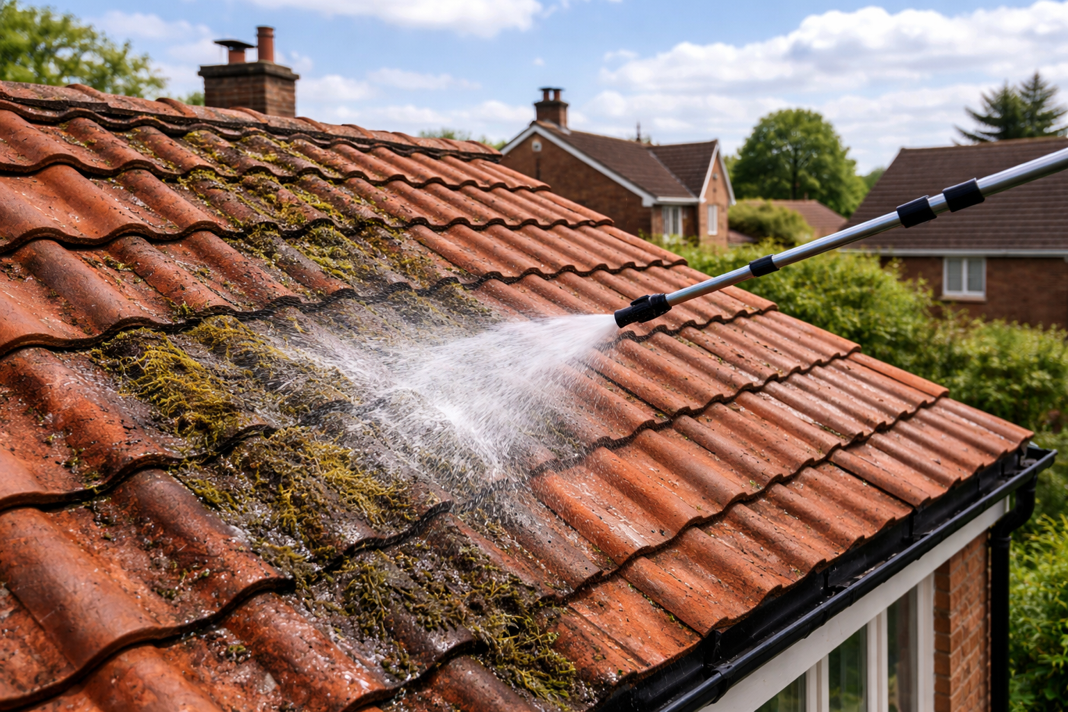 Different roof tile materials clay slate concrete